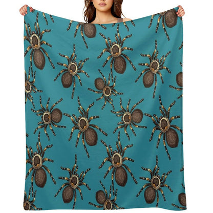 Tarantula on Blue Throw Blanket