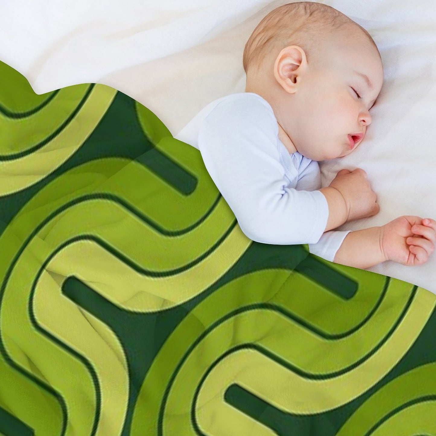 Retro Geometric Gradated Design Avocado Green Throw Blanket