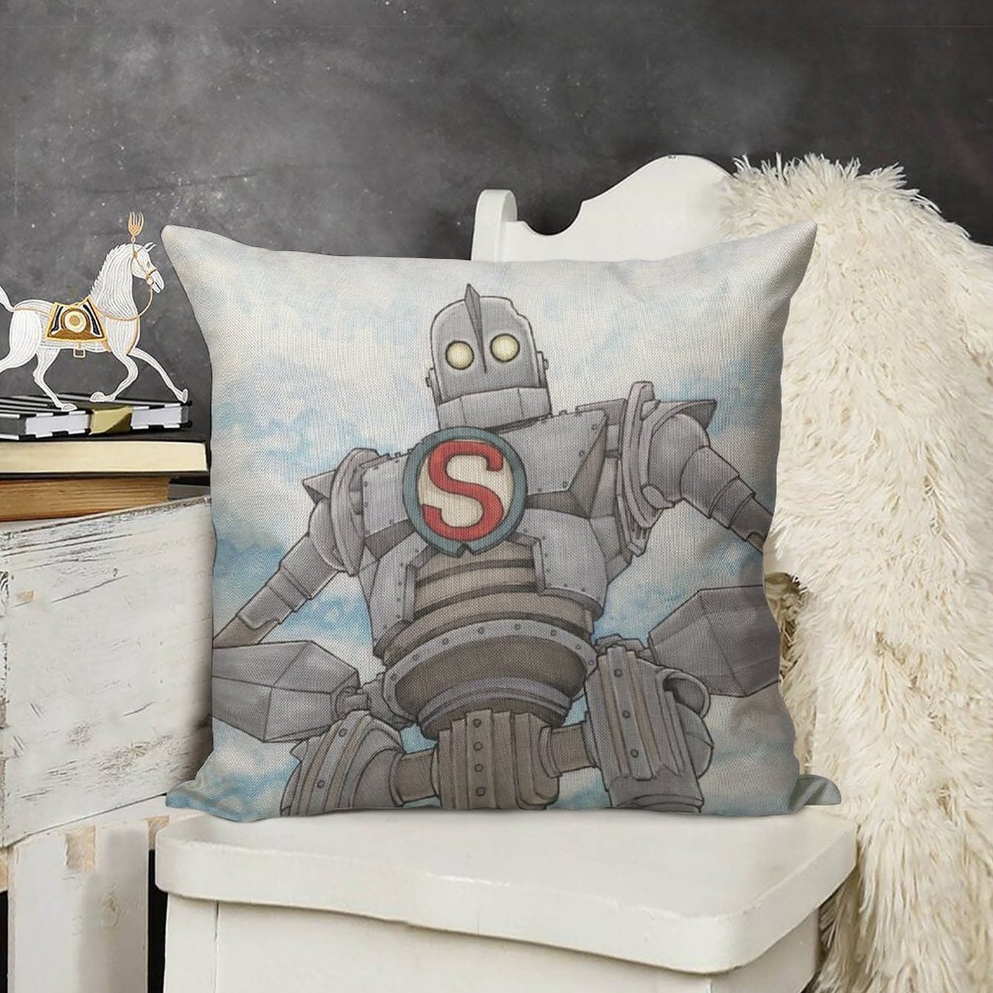 The Iron Giant Animated Movie Linen Throw Pillow Cover