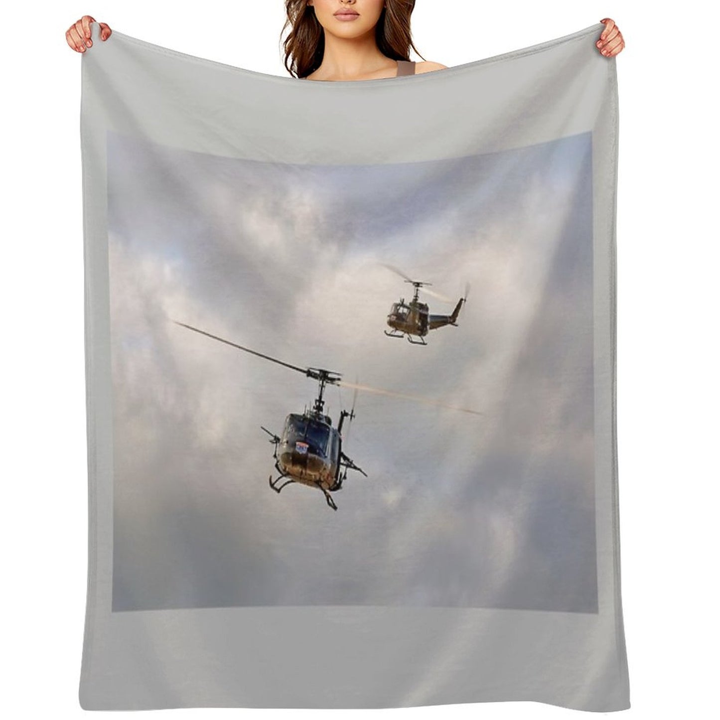 Bell UH-1 Iroquois Helicopters - (A Pair of Hueys) Throw Blanket