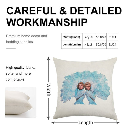 Sisters - Watercolor Linen Throw Pillow Cover