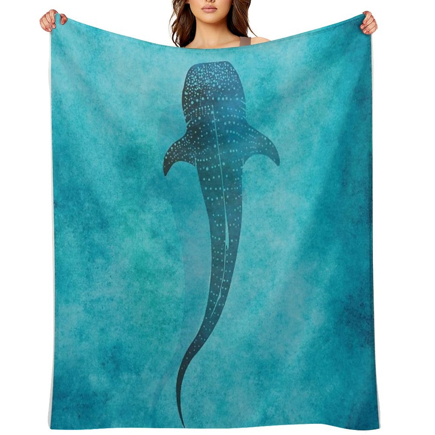 Whale Shark Blue Ocean Throw Blanket