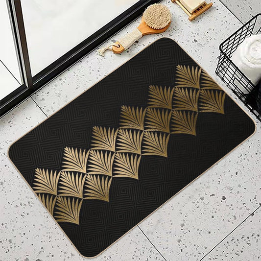 Reims, France Luxueux Black And Gold Hues Art Deco Durable Bath Mat