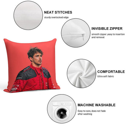 Charles Leclerc F1 Driver Scuderia Ferrari F1 Sweaty Soft Shrink-Resistant Throw Pillow