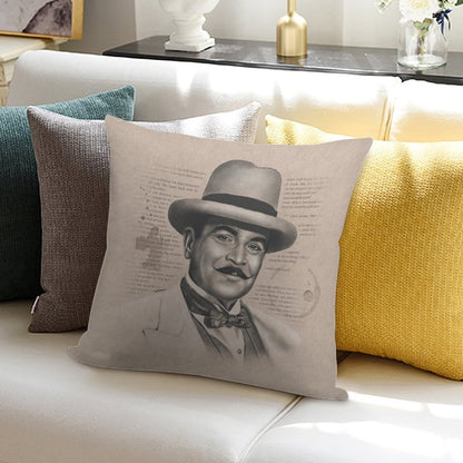 Hercule Poirot Soft Fade-Resistant Throw Pillow