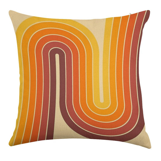 Retro Geometric Double Arch Design 522 Linen Throw Pillow Cover