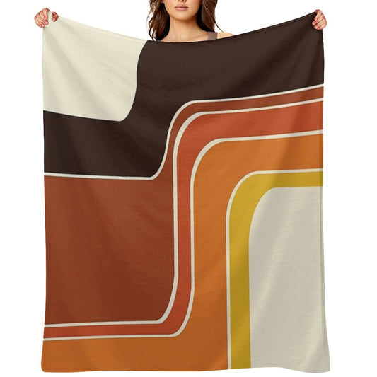 Retro Zig Zag Meets 1970s Orange Throw Blanket