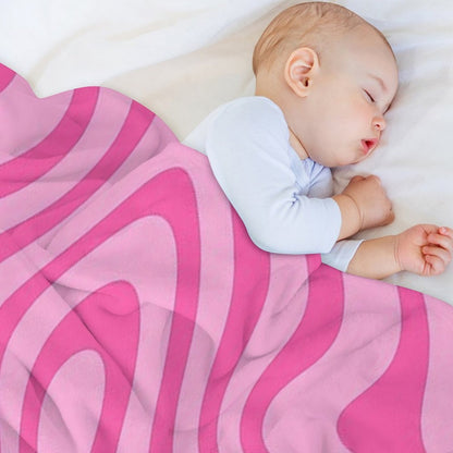 Vibrant Pink Wavy Abstract Pattern Throw Blanket