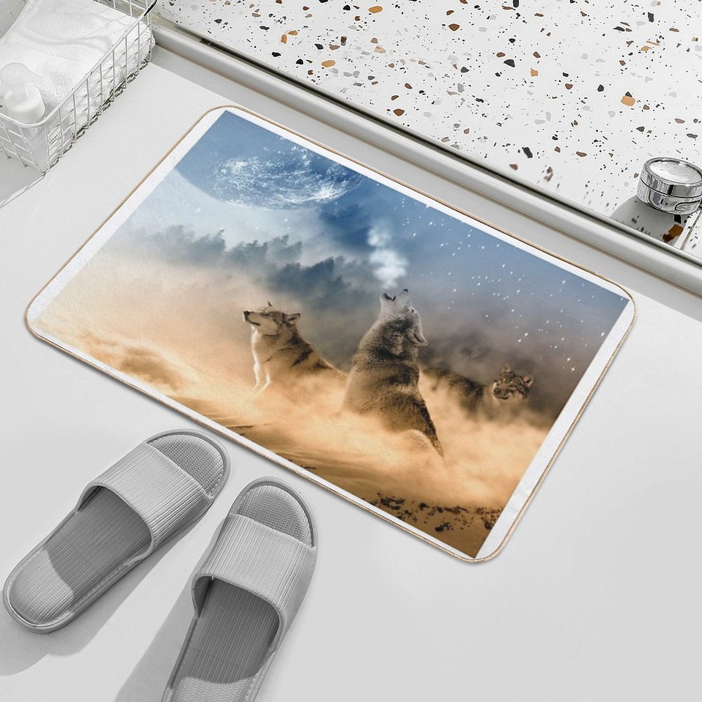 Wolves Howling At The Moon  Beautiful Wolves Bath Mat