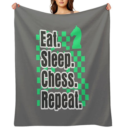 Boys Chess Eat Sleep Chess Repeat Gift Throw Blanket