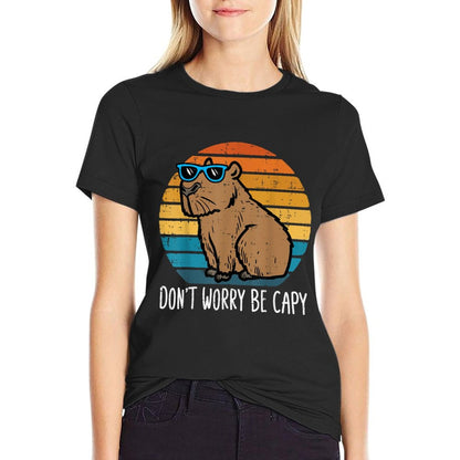 Dont Worry Be Capy Capybara Retro Men Boys Kids Youth Women T-Shirt