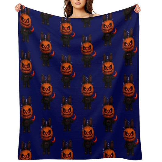 Halloween Pumpkin Monster Creepy Cute Art Throw Blanket