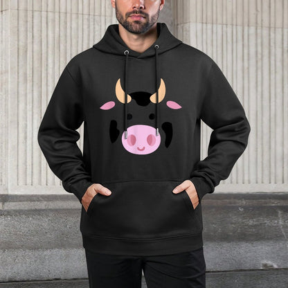 Big Cow Face Costume Funny Lazy Halloween Costume Relaxed Fit Hoodie