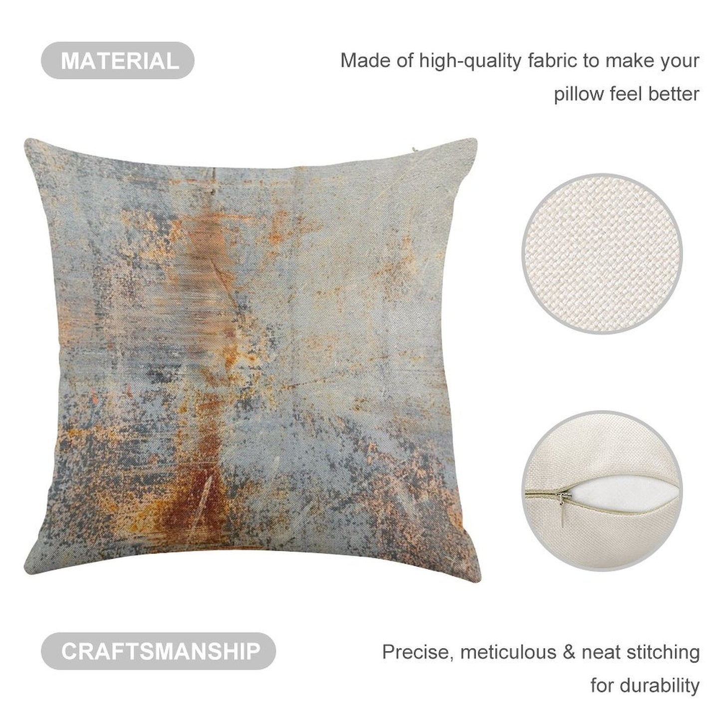 Burn Blue Rust Linen Throw Pillow Cover