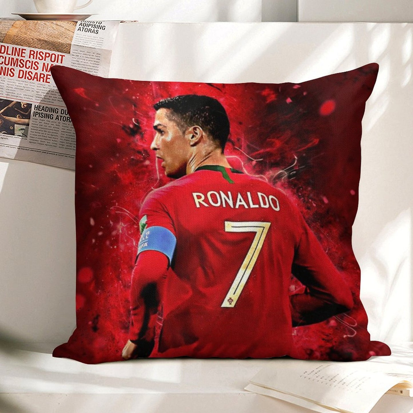 Cristiano Ronaldo Linen Throw Pillow Cover