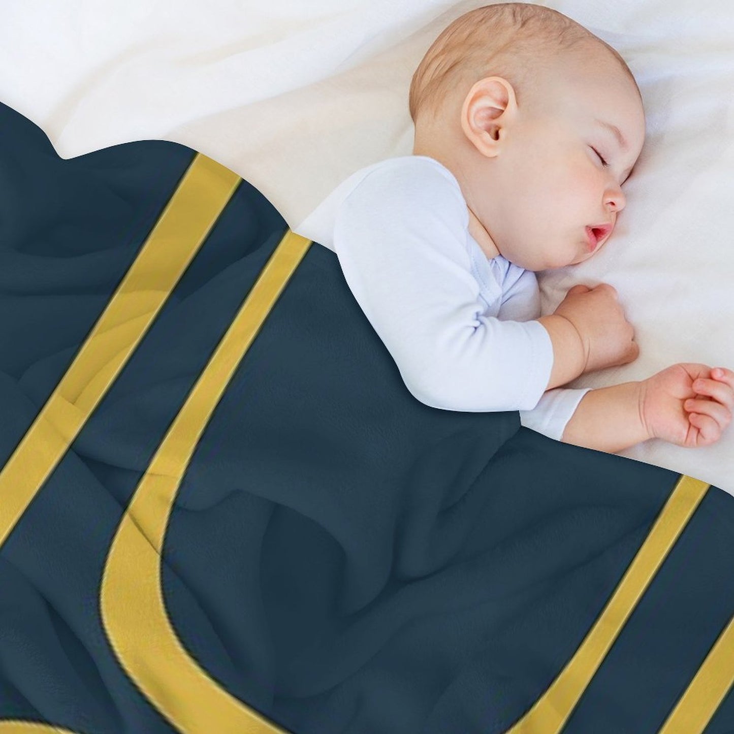 Midcentury Modern Loops Retro Pattern in Light Mustard And Navy Blue Throw Blanket