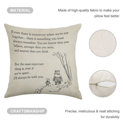 Winnie The Pooh Book Page - If Ever A Tomorrow…braver Than You Believe Linen Throw Pillow Cover