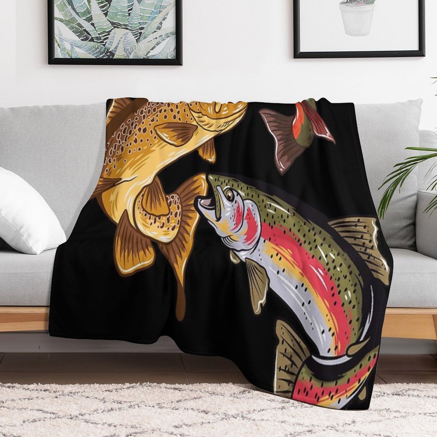 Fly Fishing Trout Tribute Throw Blanket