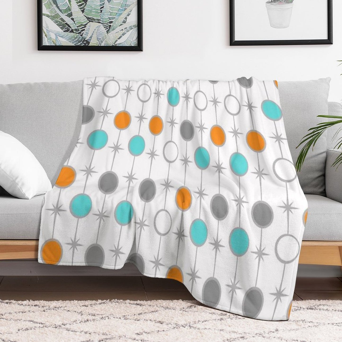 Retro Dots And Starbursts Throw Blanket