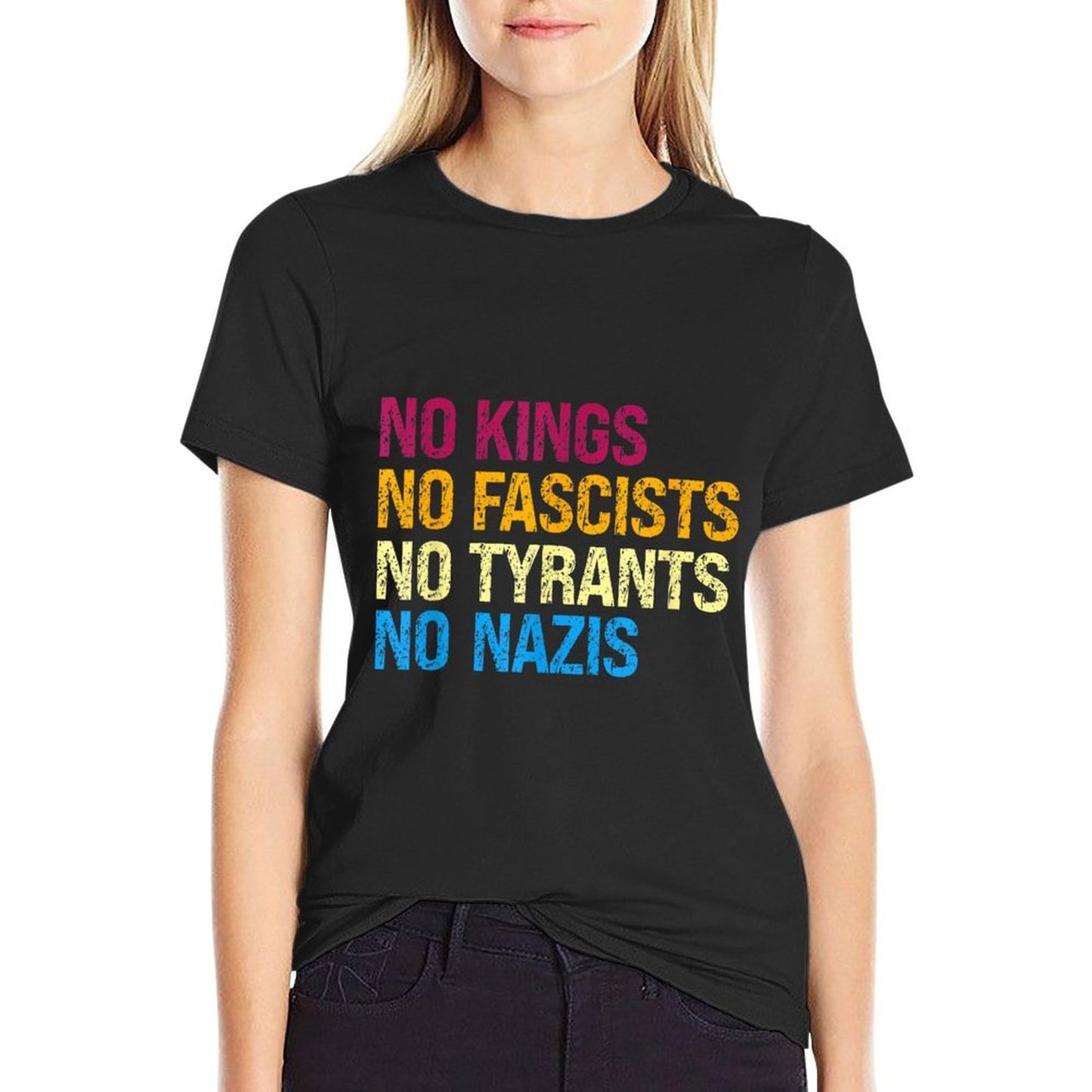 Defiant Voice – No Kings No Fascists No Tyrants No Nazis  Relaxed-fit T-Shirt