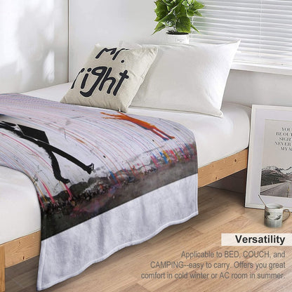 Banksy Umbrella Rainbow Happy Girl Throw Blanket