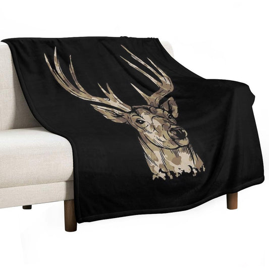 Deer Gear for Hunters - Camo Whitetail Buck Product Throw Blanket