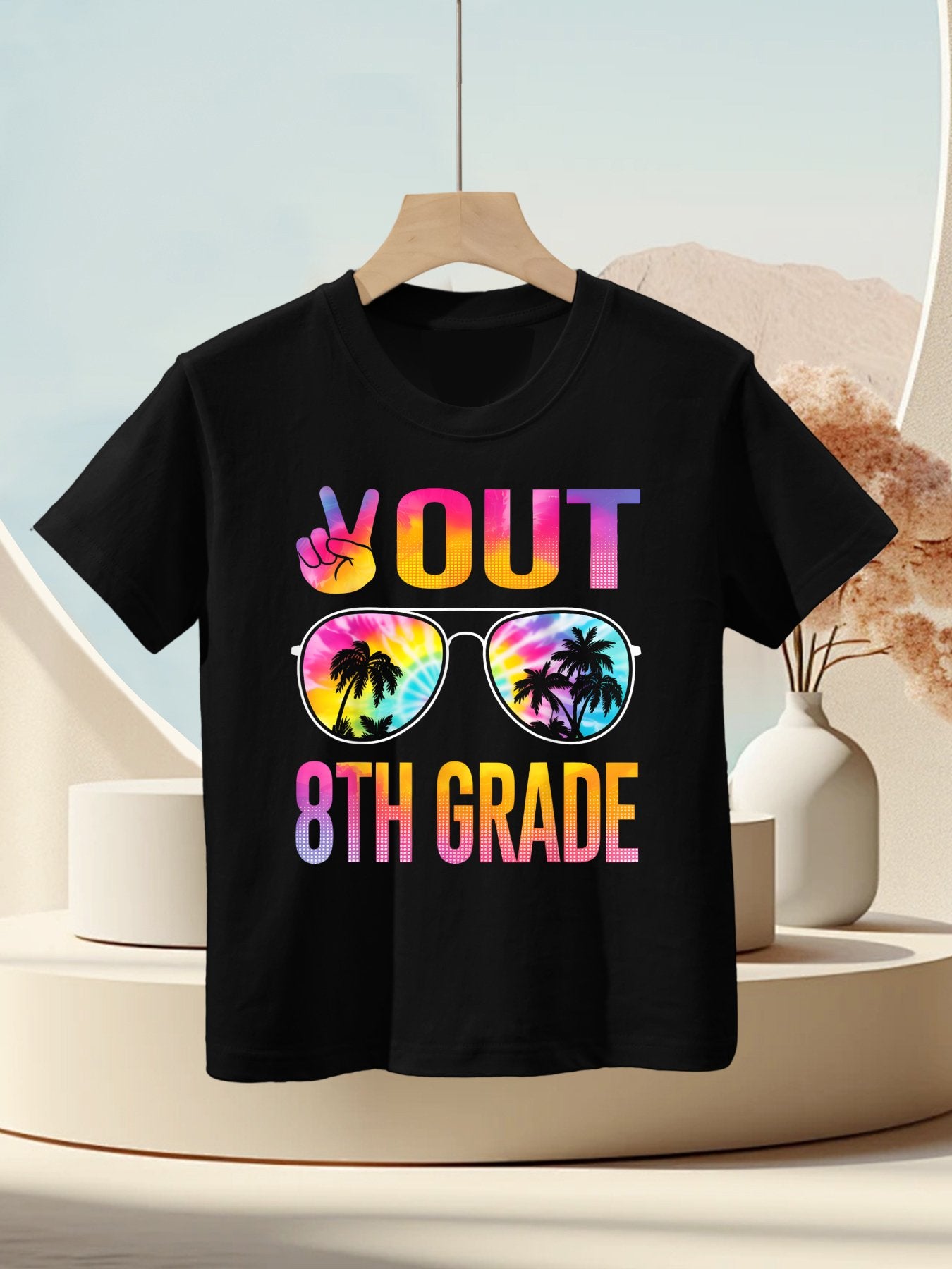 Peace Out 8th Grade Tie Dye Graduation Last Day Of School Kids T-Shirt