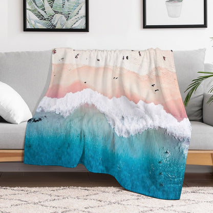 Aerial Sandy Beach Throw Blanket