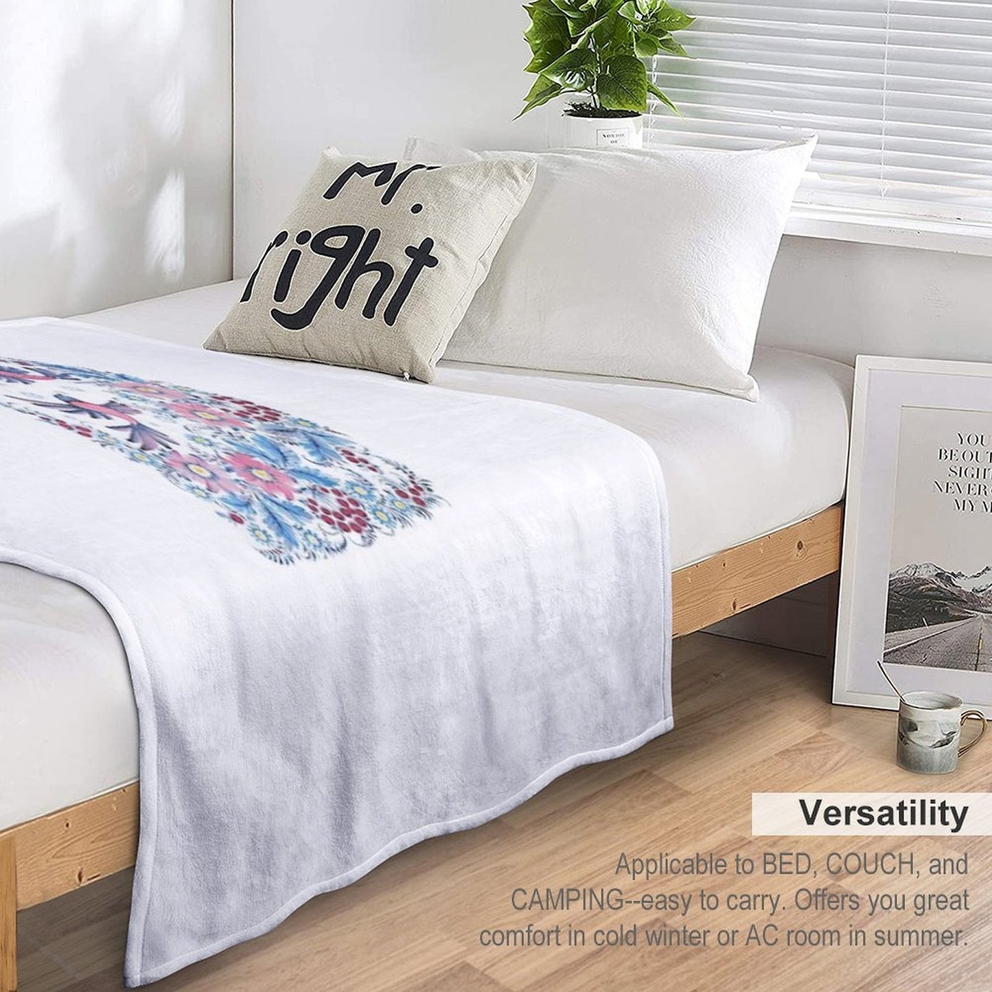 Lovebirds in Petrykivka Floral Garden Throw Blanket