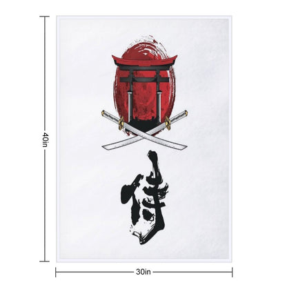 Samurai Katana Tori Gate Kanji Throw Blanket