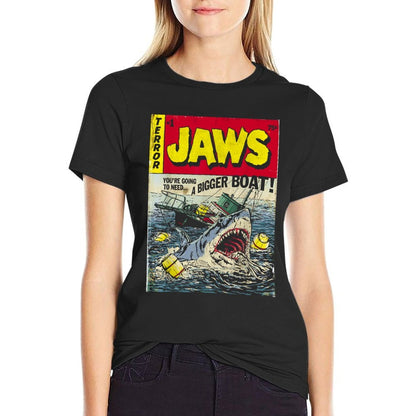 Jaws Pulp Attack Comic Cover  High-quality Stitching T-Shirt