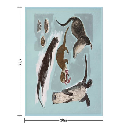New World Otters Throw Blanket