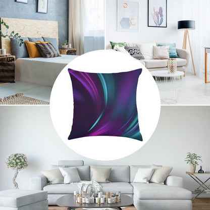 Purple Teal Swirl Linen Throw Pillow Cover