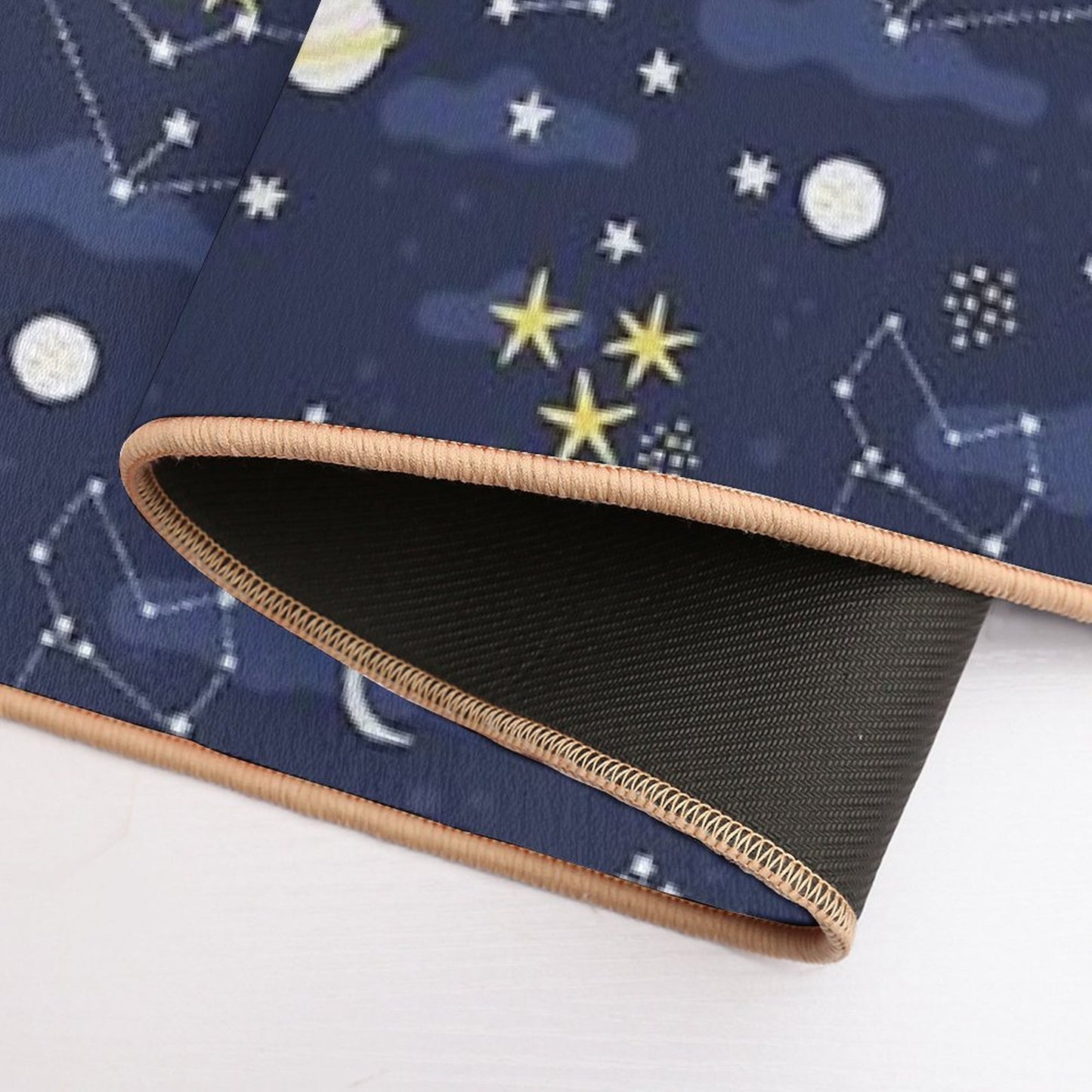 Galaxy - Cosmos, Moon And Stars. Astronomy Pattern. Cute Cartoon Universe Design. Durable Bath Mat