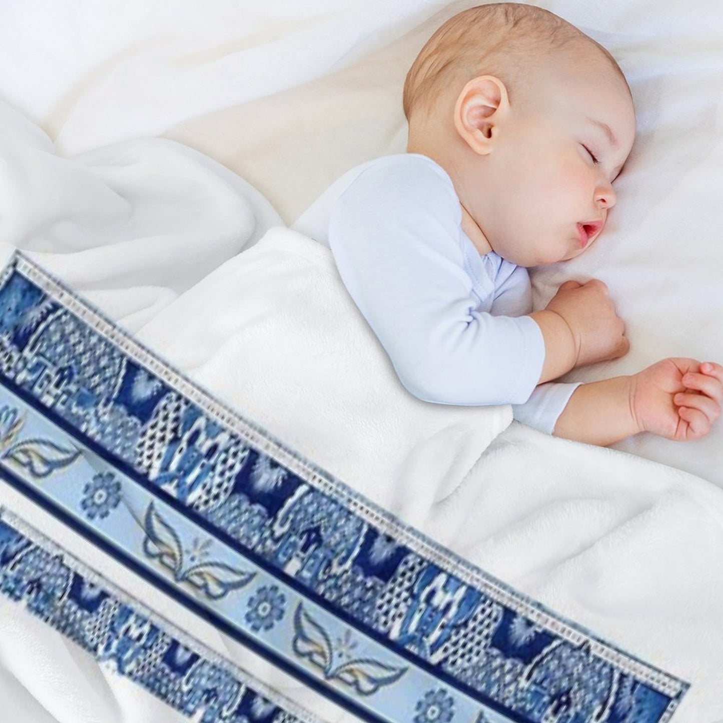 Blue Willow Double Frame Throw Blanket