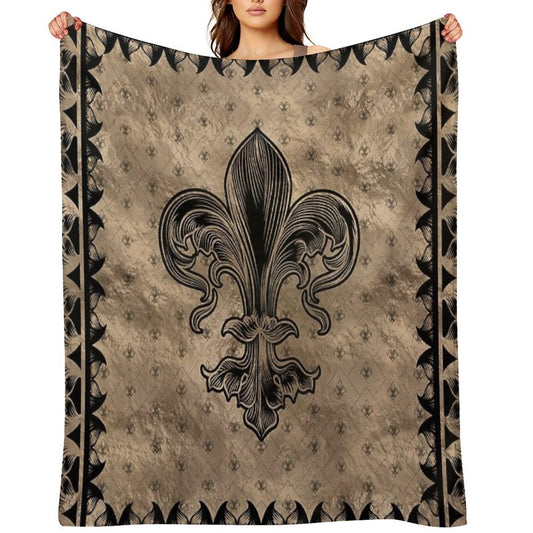 Fleur-de-lis - Black And Gold Throw Blanket