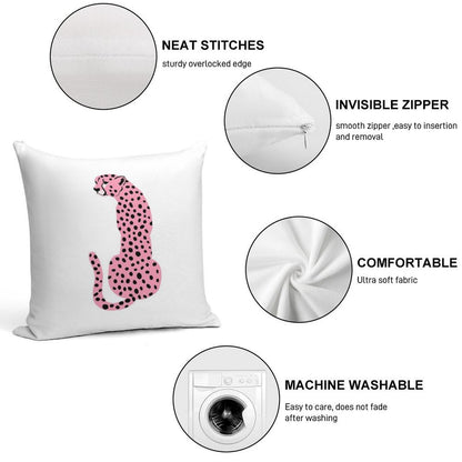 Pink Cheetahleopard Soft Hidden Zipper Throw Pillow