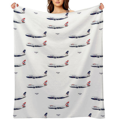 British Airways 747s Throw Blanket