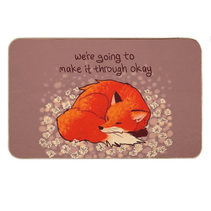 We're Going to Make It Through Okay Sleeping Flower Fox Bath Mat
