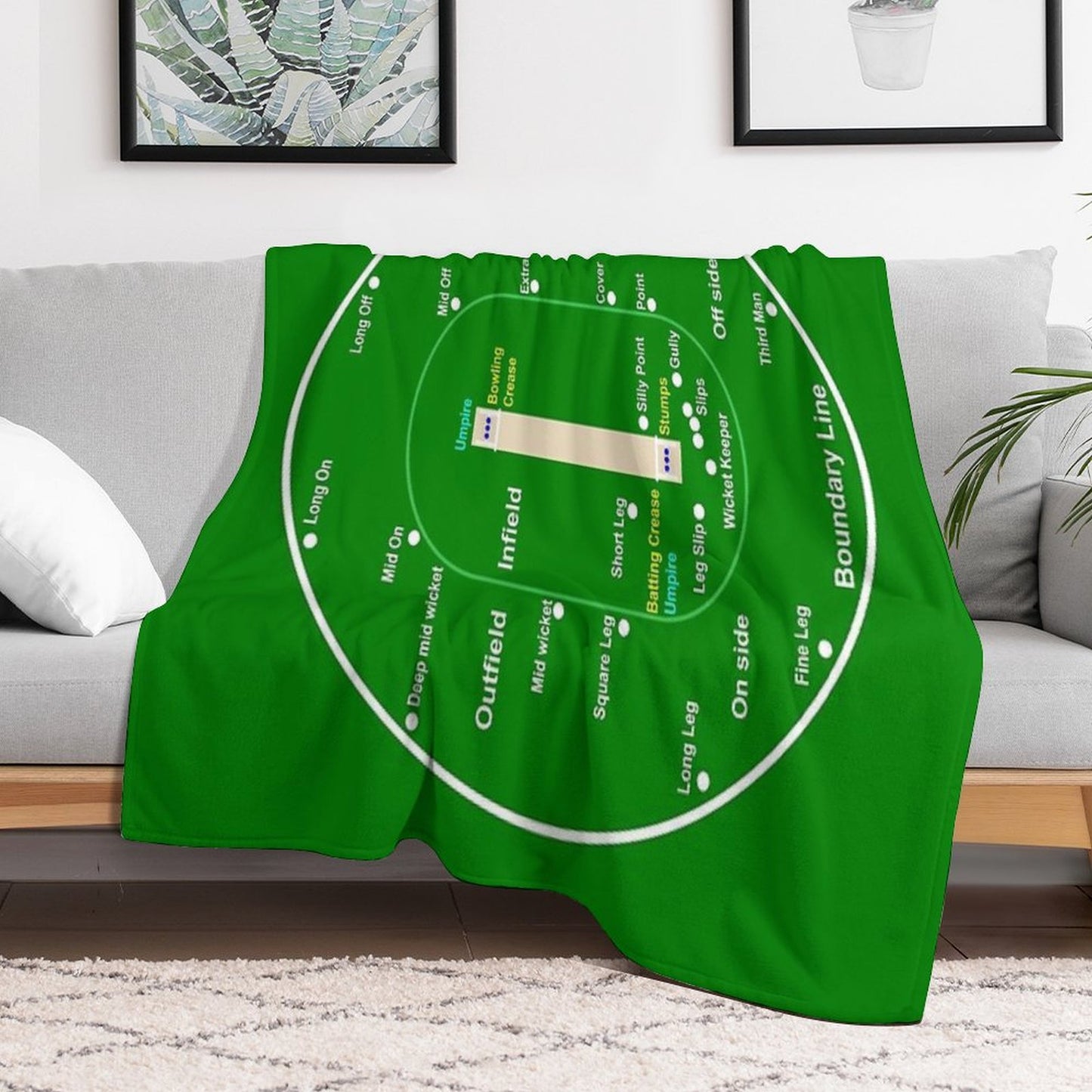 Cricket Pitch Layout Throw Blanket