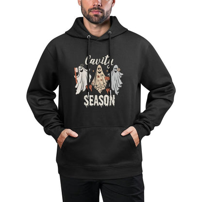 Cavity Season Halloween Funny Dental Ghosts And Toothbrush Kangaroo Pocket Hoodie