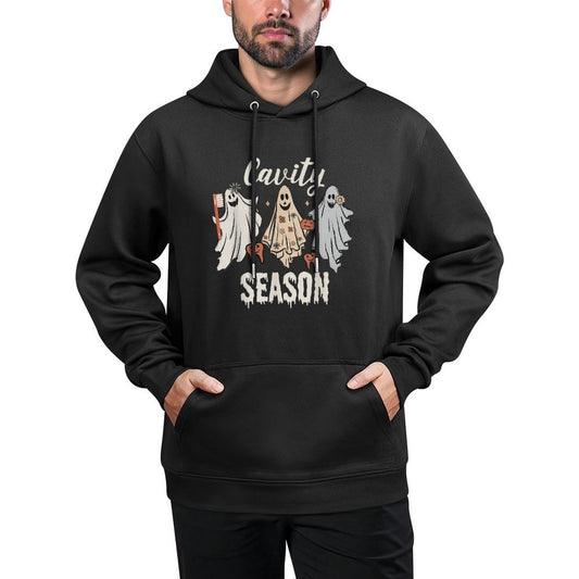 Cavity Season Halloween Funny Dental Ghosts And Toothbrush Kangaroo Pocket Hoodie