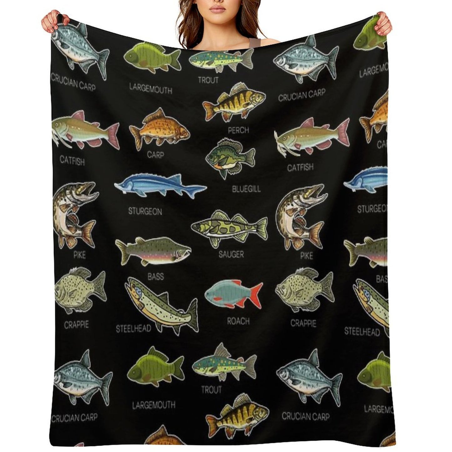 Types Of Freshwater Fish Species Fishing Throw Blanket