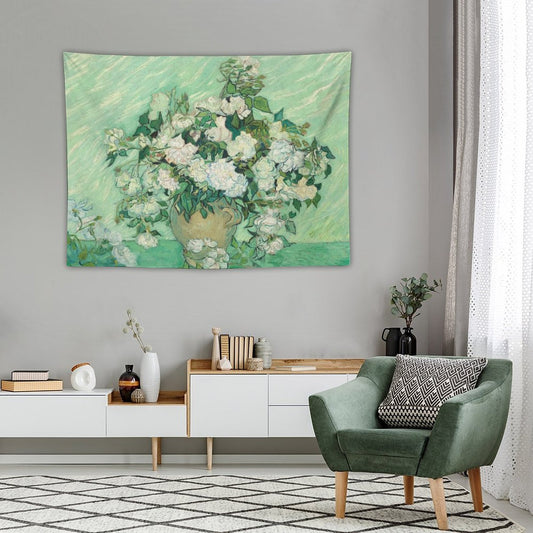 Van Gogh’s Vase with Pink Roses Tapestry