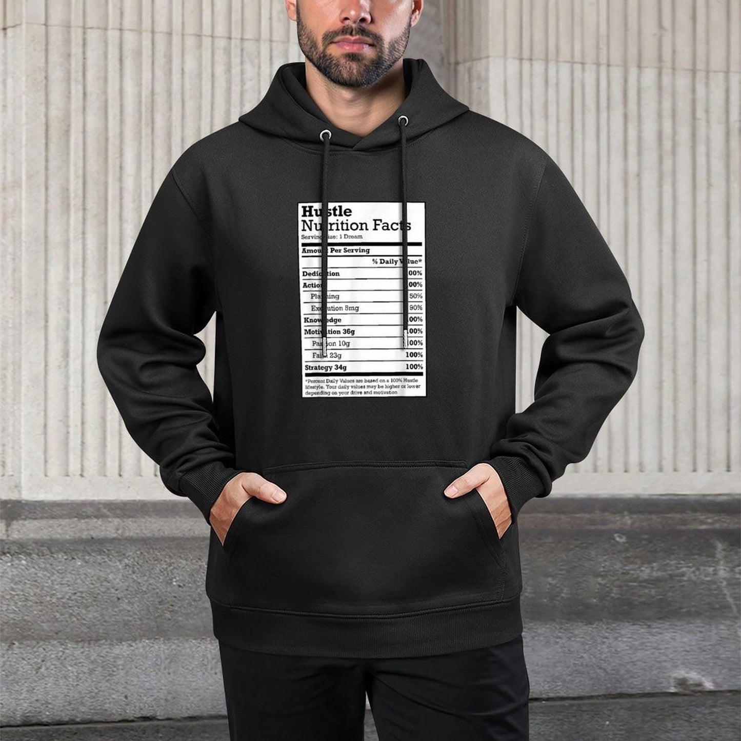 Hustle Nutrition Facts Christmas Birthday Gift Rap Urban Customizable Surface Hoodie