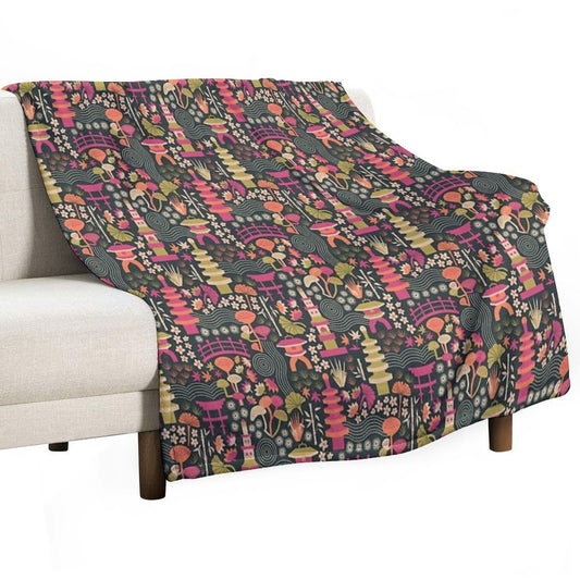 Zen Garden Based on The Japanese Tea Garden in Golden Gate Park Throw Blanket