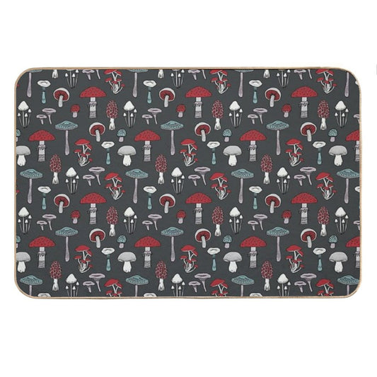 Midnight Mushrooms - Fun Fungus Pattern by Cecca Designs Bath Mat