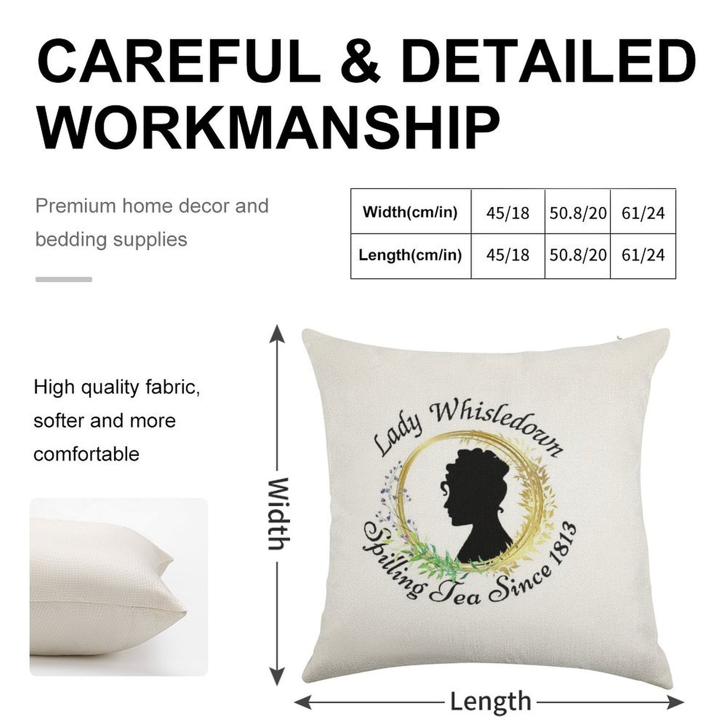 Lady Whisledown Society Paper Spilling The Tea Since 1813 Linen Throw Pillow Cover