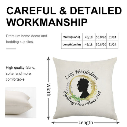 Lady Whisledown Society Paper Spilling The Tea Since 1813 Linen Throw Pillow Cover