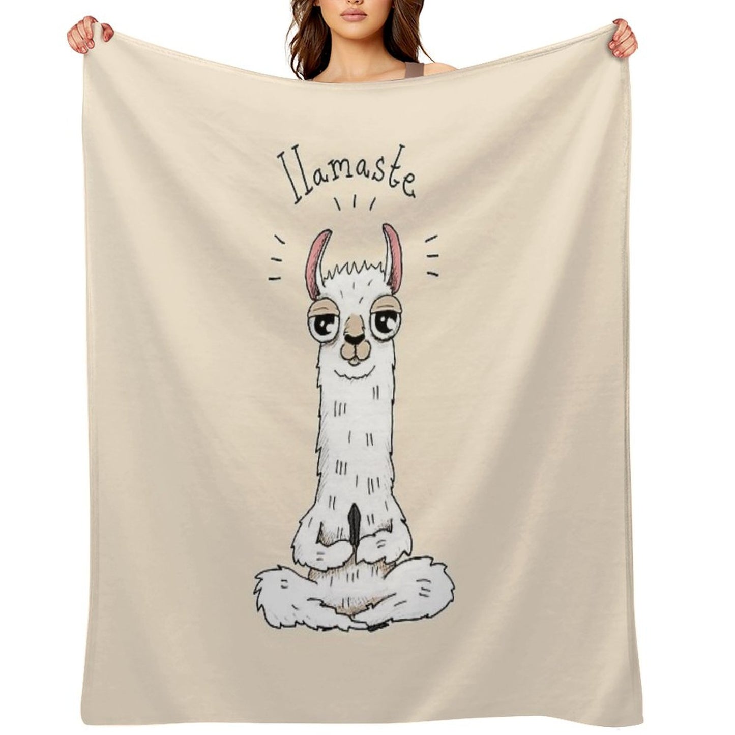 Llama Yoga Pose with Llamaste Throw Blanket